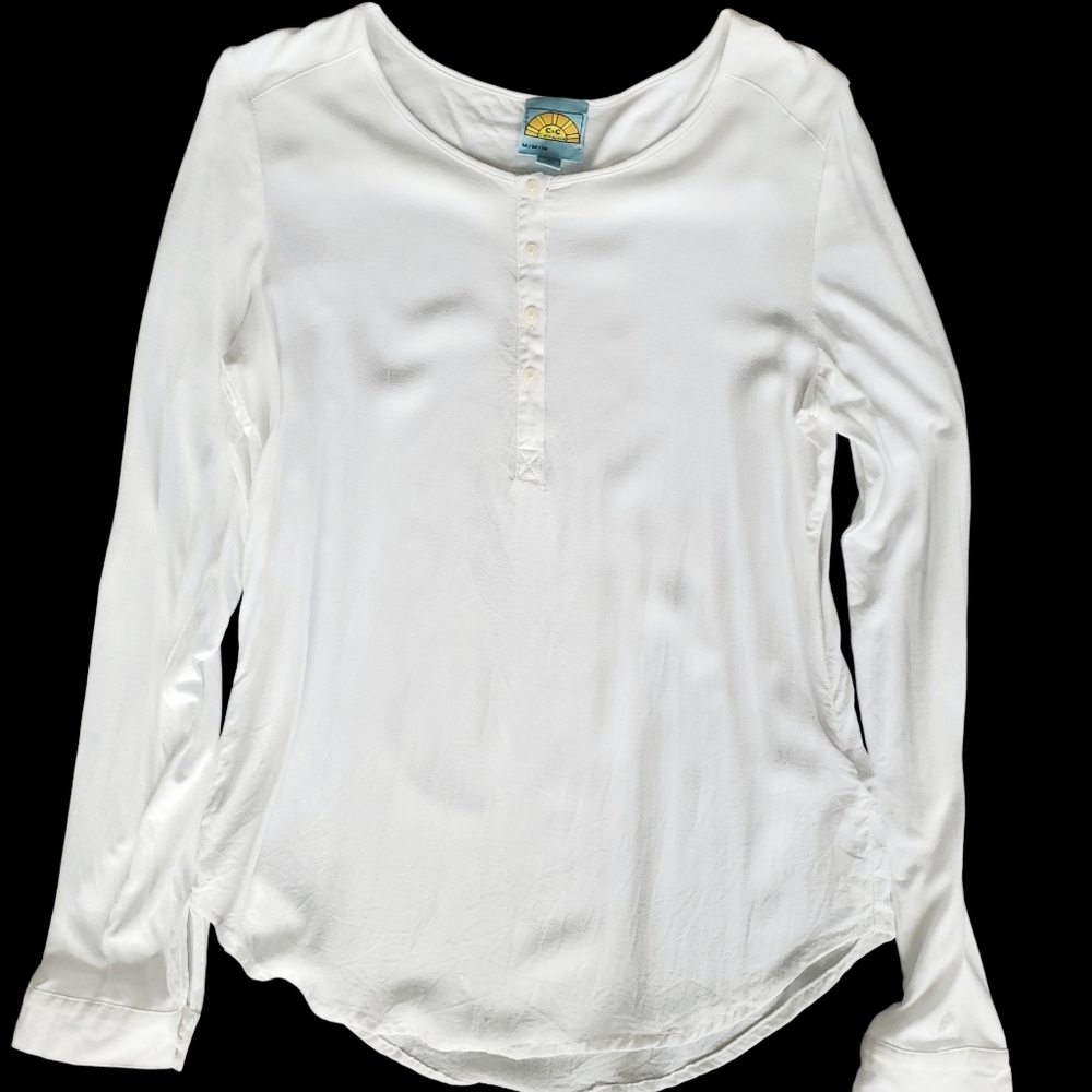 C&C California White Long-Sleeve Henley Top